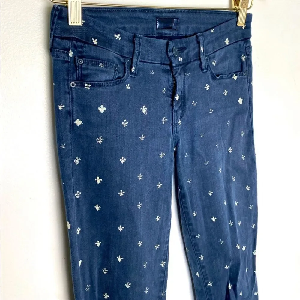 Mother Denim The looker Ankle Zip Skinny Jeans Lapis “Fleur-de-love